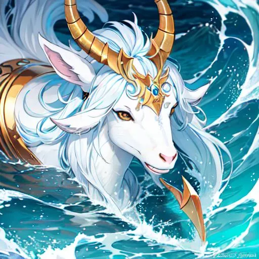 Prompt: Capricorn The Sea-Goat zodiac as a male human, 8k, UHD,  highly detailed, close up