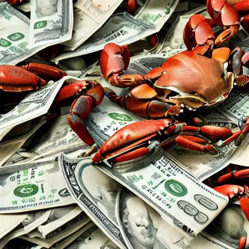 crabs in a pile of money OpenArt