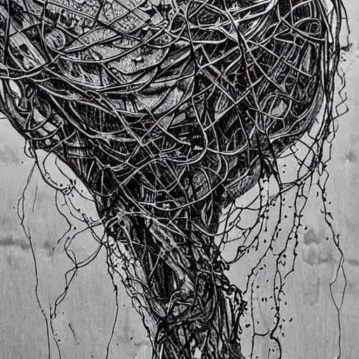 Prompt: water, black and white art, high detailed, deep, smooth, wires art work