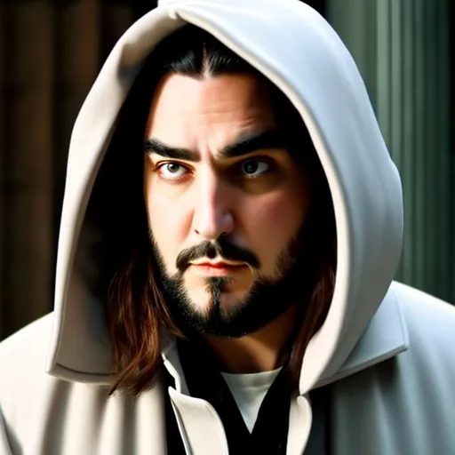 Prompt: Silent Bob as a vampire, high collar, overcoat, beanie, long hair, HD, Perfect Eyes, Perfect face,