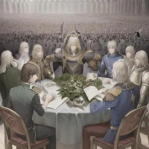 Prompt: The knights of the God of heaven and earth gather against the revolution of the wicked ruler of mankind. Photorealistic. Hyperrealistic.