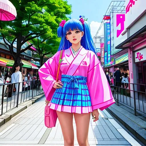 Prompt: vaporwave japan city anime girl harajuku 