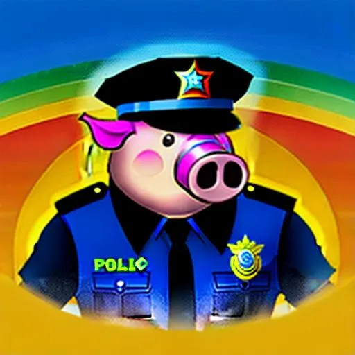 Prompt: A humanoid pig police officer.