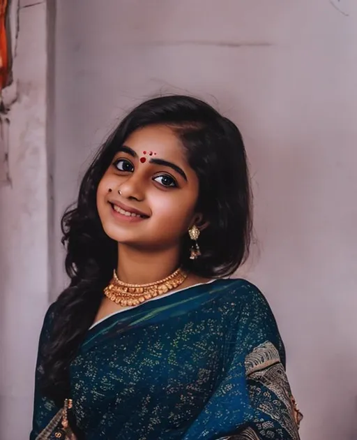 Prompt: A beautiful girl with a beautiful saree