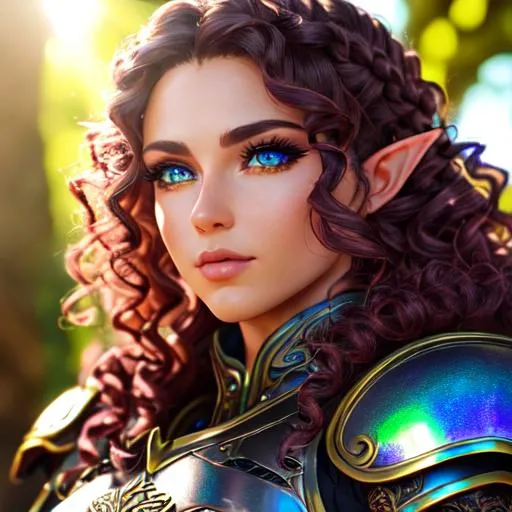 Prompt: cinematic shot, elf, dnd, leather armor, detailed face, detailed eyes, full eyelashes, detailed interior, ultra detailed accessories, vibrant color, curly hair, tattoos,

((sunshine, very strong sunlight on face, cinematic lighting, volumetric lighting, iridescent lighting reflection, reflection, beautiful shading, head light, back light, natural light, ray tracing, symmetrical)), (((masterpiece, professional, professional illustration))), Fantasy style,

UDR, HDR, 64k, beautiful, stunning, masterpiece