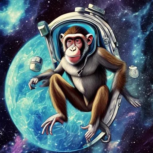 Prompt: A monkey in space
