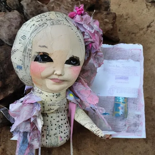 Prompt: Paper Mache Doll