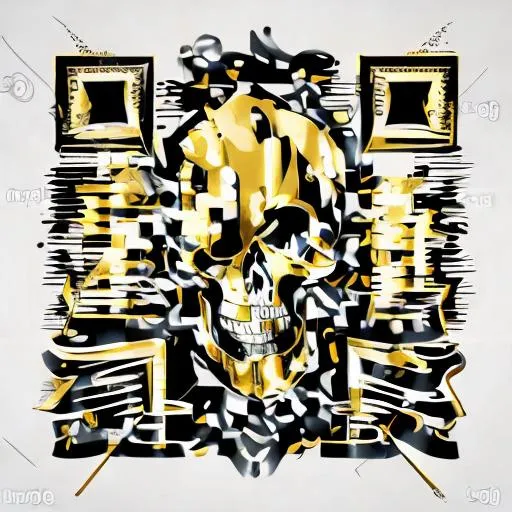 Prompt: Creative logo detailing and wrap studio, on this vector image - rich skull with gold crown 