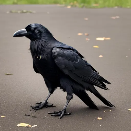 Prompt: injured crow with a bloody wing and a scratched up body