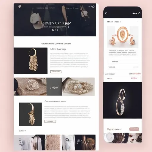 Prompt: Design a one-page e-commerce website UI for a modern online store selling jewelry and  clothing. Highlight featured products, include 'Shop Now,' 'Learn More,' and 'Contact Us' buttons for easy navigation, and integrate social media links (Facebook, Instagram, Twitter) seamlessly. Opt for a clean, minimalist design 