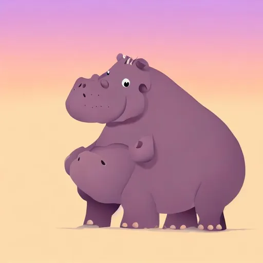 Prompt: cute hippo in the savanna