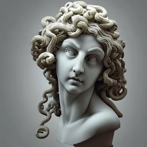 Prompt: Greek art sculpture medusa pretty seductive 