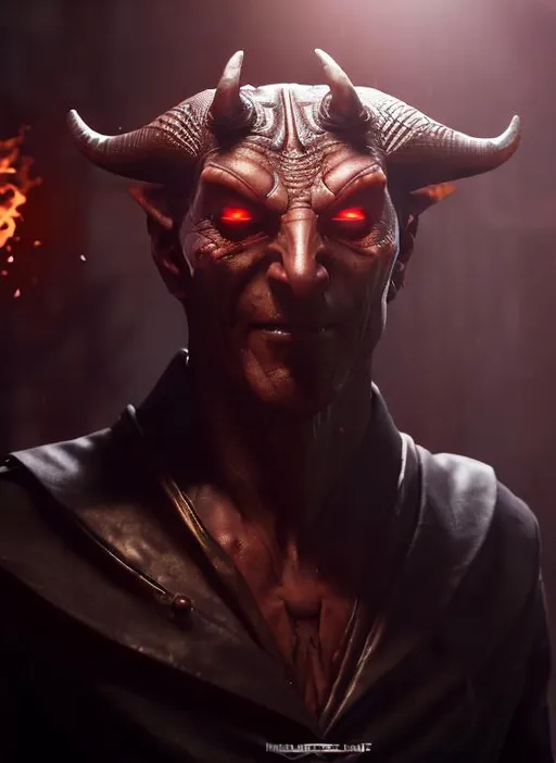 Prompt: The archdevil Asmodeus
Dungeons and Dragons evil deity
Terrifying demon lord
Confident
Cocky
Arrogant
Master of fire
Intimidating 
Asmodeus
Demon
Devil
Handsome
Tall
Skinny
Goatee
Horns
High quality
High resolution
Detailed
Photorealistic
Flaming 
Evil deity 
Terrifying
Full body image
Standing in a lava chamber 
Wearing black robes 
Vivid
Ancient
Black eyes
Very old
Clearly visible
Happy
Arrogant
Smirk
Humanoid
Vaguely human
Animalistic
Demon
Gray skin