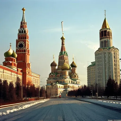 Prompt: Romantic Soviet's Moscow city