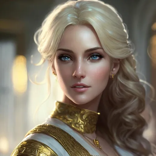 Prompt: ((Hyper-realistic shot)), ((extremely detailed:1.5)), ((8K resolution)), ((tavern keeper)) Perfect face, perfect hand, perfect five fingers and body. ((blonde woman in white and gold dress: 1.3)) adorned with necklace, look to me, ((gold details in dress)) with gold, young woman, and in a dnd port, ((hyperdetailed eyes)), perfect body, perfect anatomy, beautifully detailed face, seductive smile, ((scantily clad)), beautiful woman, Medieval, rompt

Oil painting, Chiaroscuro, landscape, UHD, 8K, highly detailed, panned out view of the character, visible full body, a hyperdetailed Vikings tall girl, hyperdetailed large blonde hair, masterpiece, hyperdetailed full body, hyperdetailed feminine attractive face and nose, complete body view, ((hyperdetailed eyes)), perfect body, perfect anatomy, beautifully detailed face,

