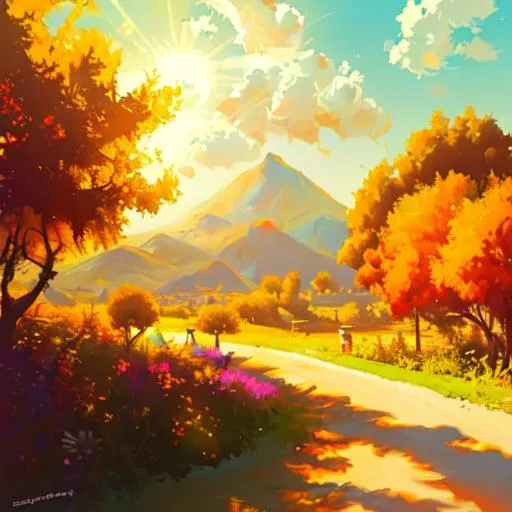 Prompt: Create a painting of a sunny and bright landscape in the style of Pedro Américo. High detaling