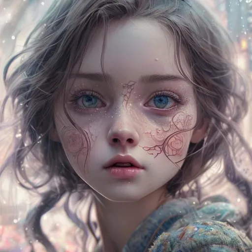 Prompt: Girl, Super realistic, hyperrealism, anime art concept, cartoon art concept, WLOP, Intricately Detailed, Magic, 8k Resolution, VRAY, HDR, Unreal Engine, Vintage Photography, Beautiful, Tumblr Aesthetic, Retro Vintage Style, Hd Photography, Beautiful Watercolor Painting, Realistic, Detailed, Painting By Olga Shvartsur, Svetlana Novikova, Fine Art, Soft Watercolor,  Extreme Detail, Digital Art, 4k, Ultra Hd, Mixed Media study at night in her room