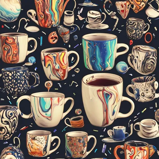 Prompt: surreal mug background 