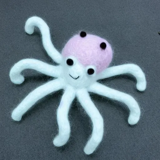 Prompt: An Octopus like creature made Out of wool spooking Kids in a poor lighted dark room in the midnight