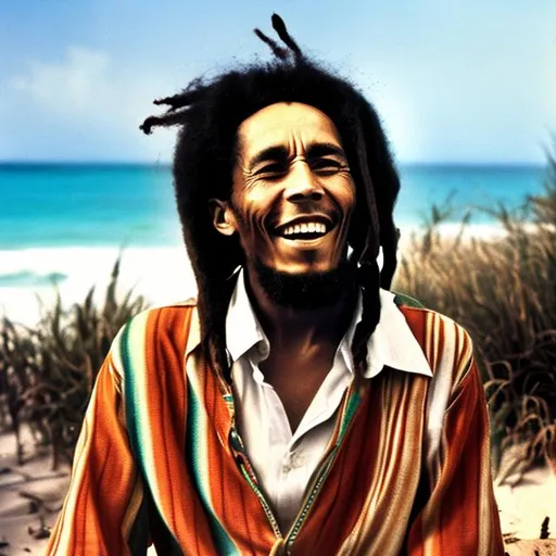 Prompt: Bob Marley and beach