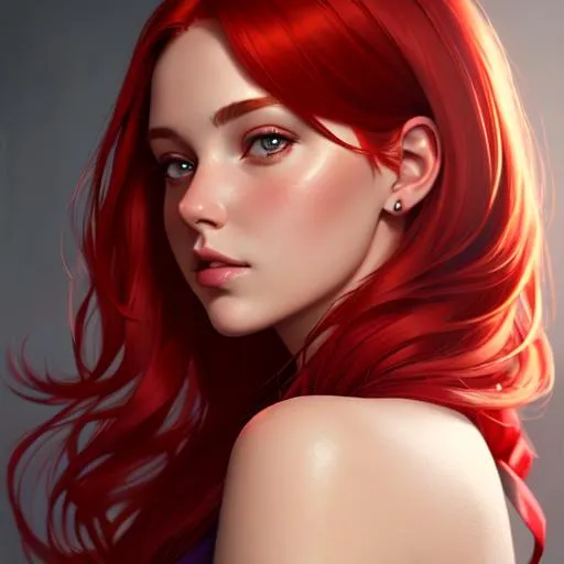 Prompt: (((masterpiece))), (((best quality))),a digital painting of a woman with red hair, a photorealistic painting by Mandy Jurgens, featured on cgsociety, photorealism, hyper realism, ilya kuvshinov, artstation hd