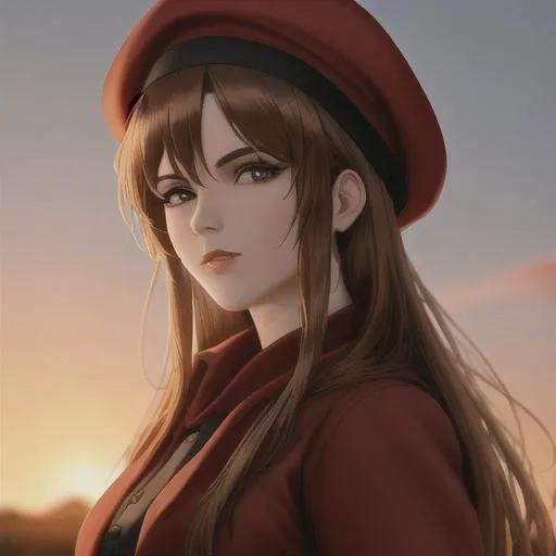 Prompt: An extremely detailed and beautiful masterpiece of Socialist Realism, featuring a woman with a red bandana and hat, inspired by Alexander Deyneka's Soviet painting style. Best quality and high resolution, with dynamic angles and lighting to bring the painting to life.