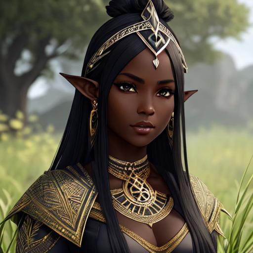 #Tiel# character, dark skin elven female trbal, dark...