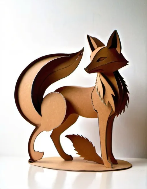 Prompt: fox figurine made of cardboard,, cardboard toy, outline, silhouette theater, silhouette