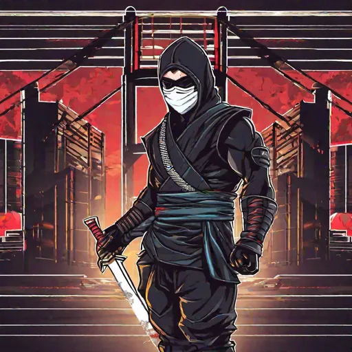 Prompt: ninja warrior wearing a mask in anime style