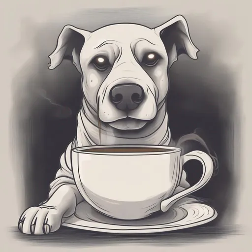 Prompt: Ghost dog with coffee