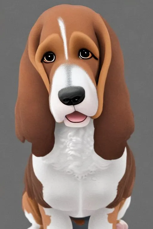 Prompt: Basset hound dog cross with poodle as realistic as  possible 8k