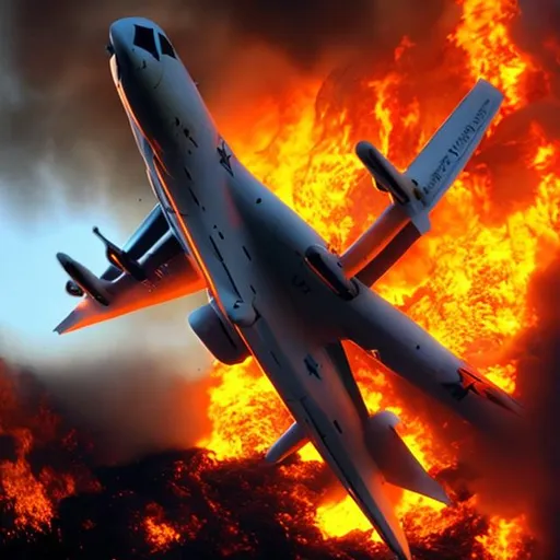 Prompt: planes falling into hellfire