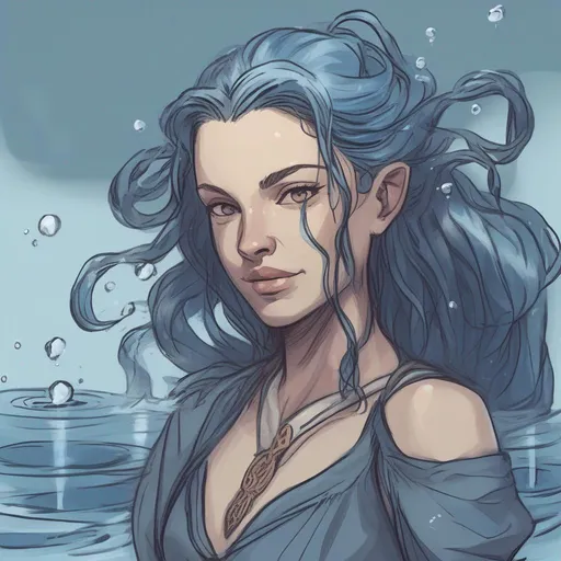Prompt: dnd a woman with water for hair