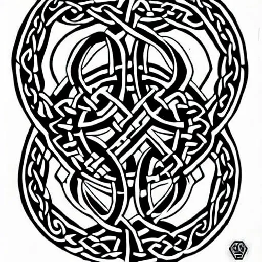 Prompt: Celtic knot design mixed with maori tattoo desine
 
