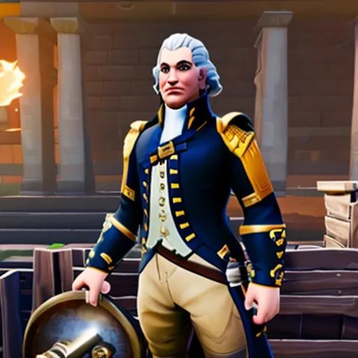 Prompt: george washington playing fortnite