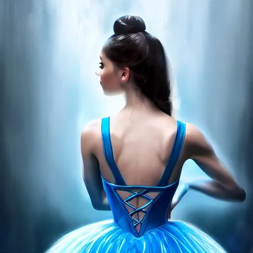 Prompt: Ballerina in Blue, digital painting, digital illustration, extreme detail, digital art, 4k, ultra hd, beautiful, complex, hyperdetailed, trending on artstation, DeviantArt
