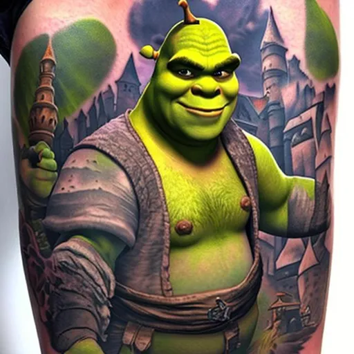 Prompt: Shrek tattoo