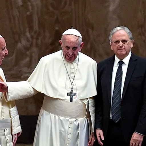 Prompt: Pope Francis next to the Antichrist,