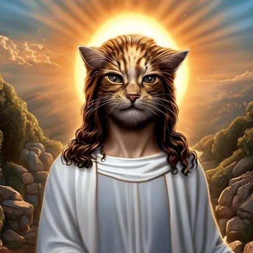 Prompt: actual photo of jesus cat, surprise me