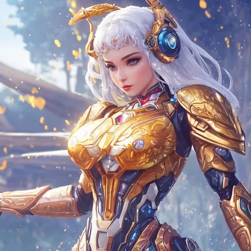 Prompt: Princess of honey bee with ironman collaboration armor, show beautiful face, wink, seductive, lovely, big hips, wet soaked, tipsy, pale skins, juicy, mirage, tron, 3d, Splash art, front, epic Instagram, artstation, hyperdetailed intricately detailed, intricately detailed full helmet, unreal engine, fantastical, intricate detail, splash screen, complementary colors, Sci-fi concept art, 8k, heavy strokes, splash arts, full height, full body,