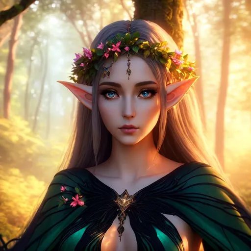 Prompt: 3D HD dramatic cinematic lighting [({one}{(Beautiful melancholy {goddess}elf liquid tree}Nymph, expansive magical forest background, hyper realistic, 8K --s98500