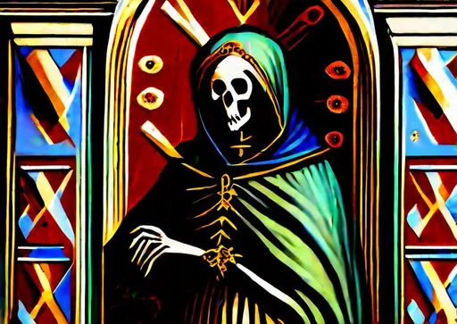 Prompt: Detailed and fine Florentine renaissance style painting of the Death figure from the Marseille tarot 