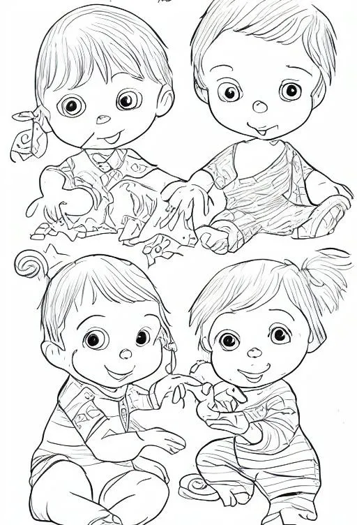 Prompt: Sketch for  babies coloring

