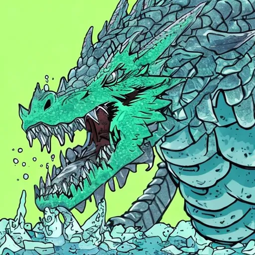 Prompt: dragon made of ice spitting toxic waste drawn