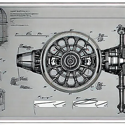 Prompt: Patent drawing of a Time Machine, hyper realistic, detailed, masterpiece, futuristic, vivid, fractal design