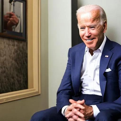 Prompt: Joe Biden sitting next to a toilet
