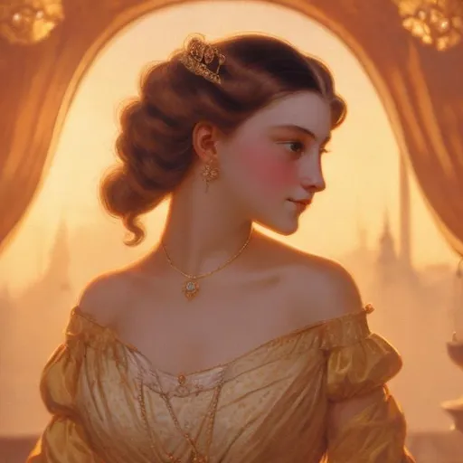 Prompt: 1900, princess, golden hour