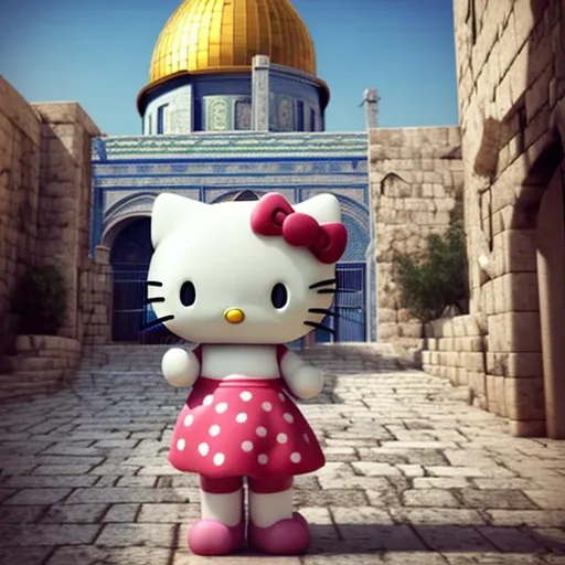 Prompt: hello kitty in Jerusalem realistic 