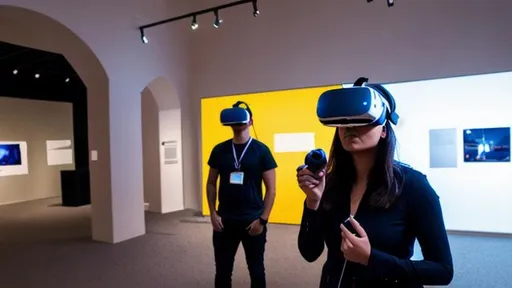 Prompt: playing vr in museum