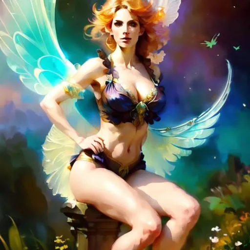 Wife Woman as a playful winged sprite detailed c